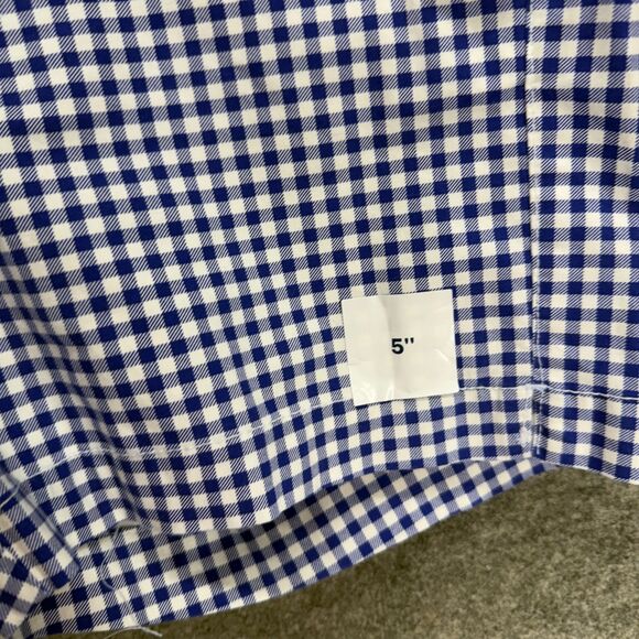 New Old Navy Shorts Women 8 Blue Plaid Mid Rise Everyday Short Chino Cotton - Picture 4 of 10